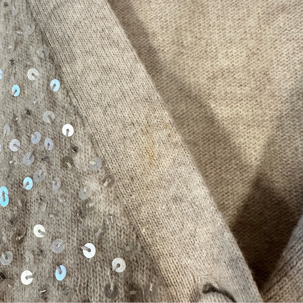Talbots Lambswool Angora Blend Sparkling Beige Cardigan - Picture 4 of 8